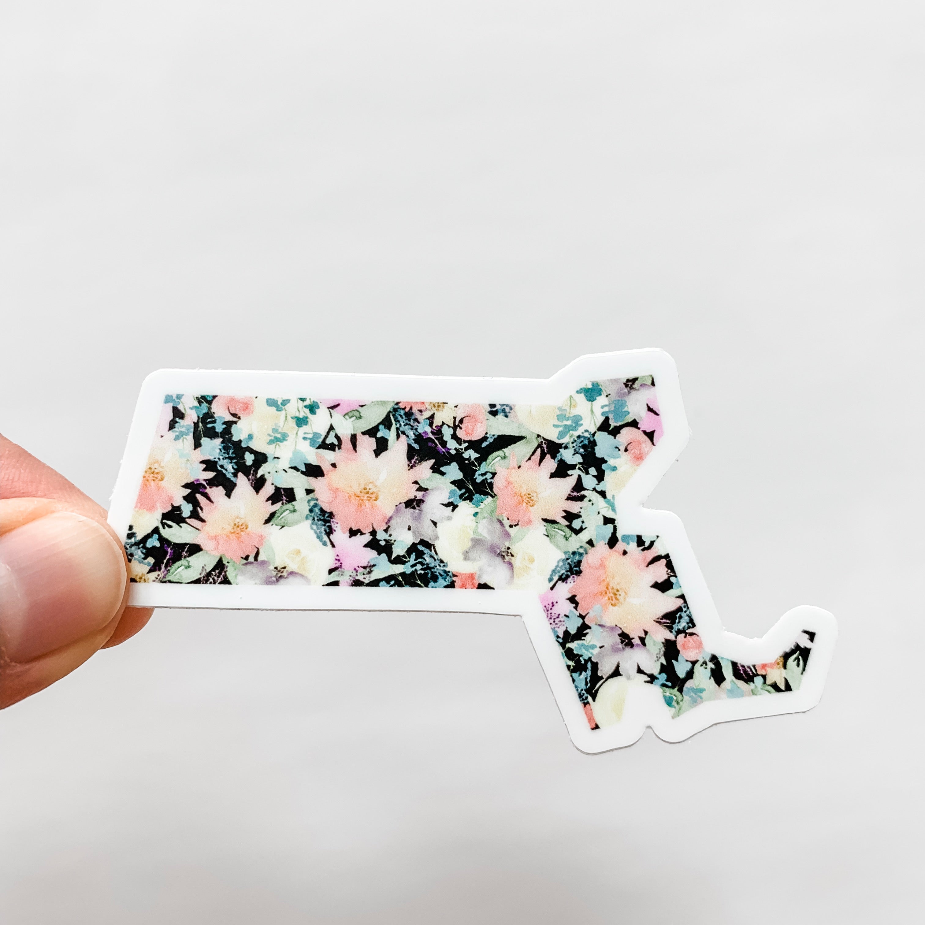 Massachusetts State Black Floral Sticker Decal – Wildflower Paper Company