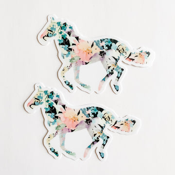 Horse Black Floral Sticker Decal