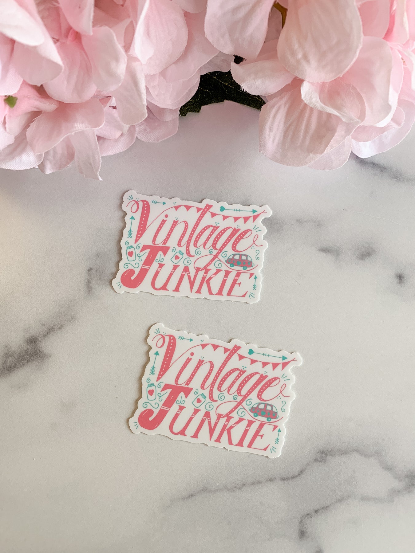 Vintage Junkie Pink Blue Sticker Decal – Wildflower Paper Company